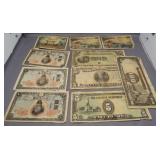 (10) Vintage Japanese paper money of various