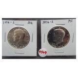 (2) 1976S Kennedy half dollars (BU and proof).