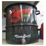 Clam broth enamel dispenser pot.