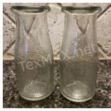 (2) Vintage Glass Milk Cream Bottles