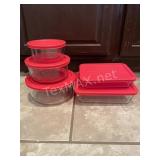 Red Pyrex Glass Storage Containers