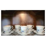 Nikko Teacups & Saucers In Blue Peony