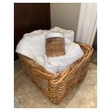 Small Wicker Basket And (4) Hand Towels And Body