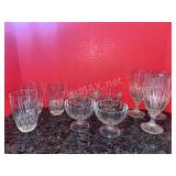 (4) Italy Clear Glass Ribbed Footed Dessert Bowls