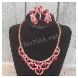 Pink Rhinestone Jewelry Set