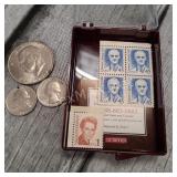 Liberty Dollar, 2 Quarters & Stamps