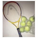 (1) 20 in. Tennis Racquet and (6) Tennis balls