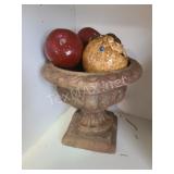 Faux fruit in pottery