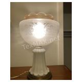 Table Lamp with Milk Glass And Brass Base