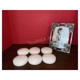 White Floating Candles and Photo Frame