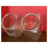 (2) Glass Hexagon Containers