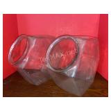 (2) Glass Hexagon Containers