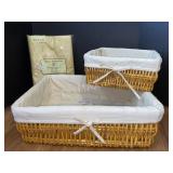 (2) Wicker Baskets and Table Cloth