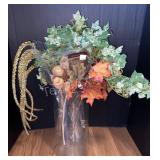 14in. Glass Vase with Artificial Plants