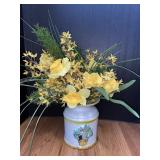 Flower Pot with Artificial Yellow Flowers