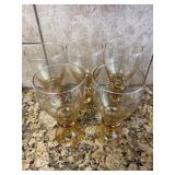 (5) Brown Amber Iridescent Water Goblets