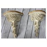 (2) Ivory and Gold Wall Sconce, 9x11in.