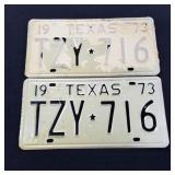 1973 Texas License Plates TZY-716
