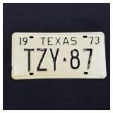 1973 Texas License Plate TZY-87