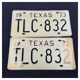 1973 Texas License Plates - TLC 832
