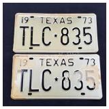 1973 Texas License Plates - TLC 835