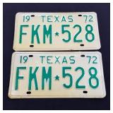 1972 Texas License Plates - FKM 528