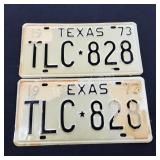1973 Texas License Plates - TLC 828