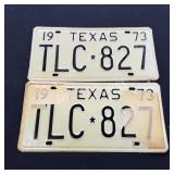 1973 Texas License Plates - TLC 827
