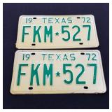 1972 Texas License Plates - FKM 527