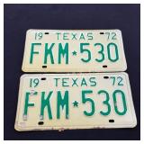 1972 Texas License Plates - FKM 530