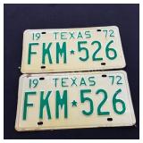 1972 Texas License Plates - FKM 526