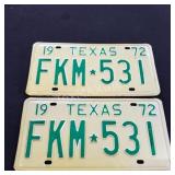1972 Texas License Plates - FKM 531