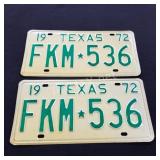 1972 Texas License Plates - FKM 536