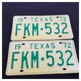 1972 Texas License Plates - FKM 532