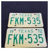 1972 Texas License Plates - FKM 535