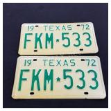 1972 Texas License Plates - FKM 533