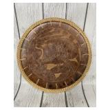 Indonesia Clay Pottery Koi Fish Plate, Carved