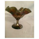 Carnival Glass Pedestal Candy Dish