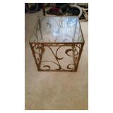 Metal and Glass Cube End Table
