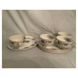 (4) Noritake Violette China Cups and Snack Plates