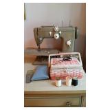 Pfaff Sewing Machine & Basket of Supplies