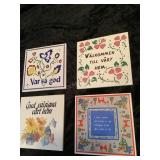 (4) Handmade Swedish Saying Wall Tiles