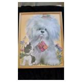 Vintage Framed Dog & Puppy Print