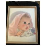 Vintage Framed Baby Print