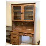 Desk with Drawers & Glass Door Bookcase