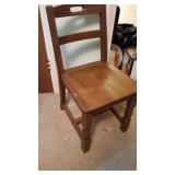 Antique Wood Straight Back Chair