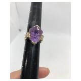 14k Amethyst and Diamond Ring