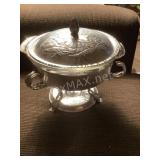 Silverplate Warming Pedestal Glass Bowl With Lid