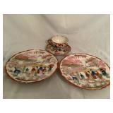 Oriental Hand Painted Plates & Cup & Saucer