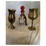 Brass Goblets & Decorative Glass Bottles